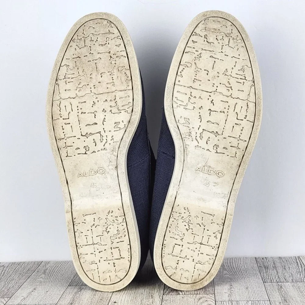 Aldo Casual Boat Shoes Mens Size US 12 EU 45 Blue Mid Top Lace Up Canvas/Leather